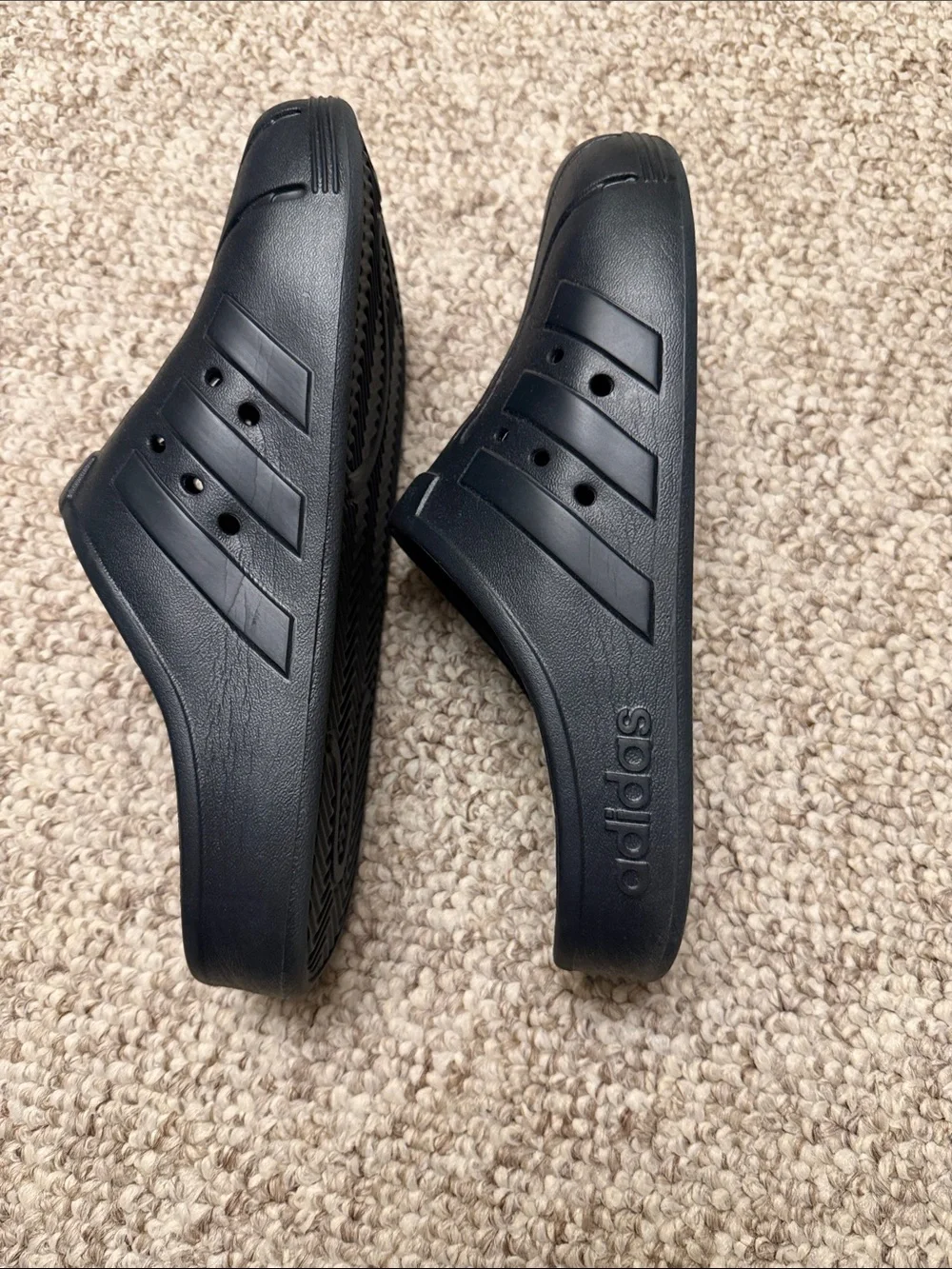 adidas Kids Black Ventilated Slip-On Clogs
